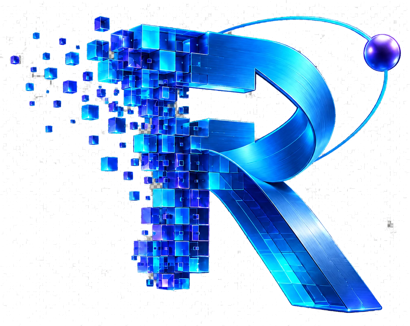 AI-generated illustration: scattered cubes assembling into the RealizeAI R